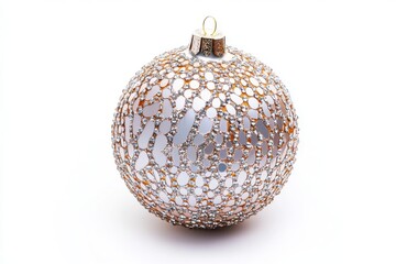 Elegant silver and gold christmas ornament isolated on white background