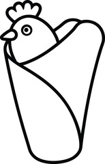 Chicken Wrap Line Art Vector Illustration Food Clipart Design