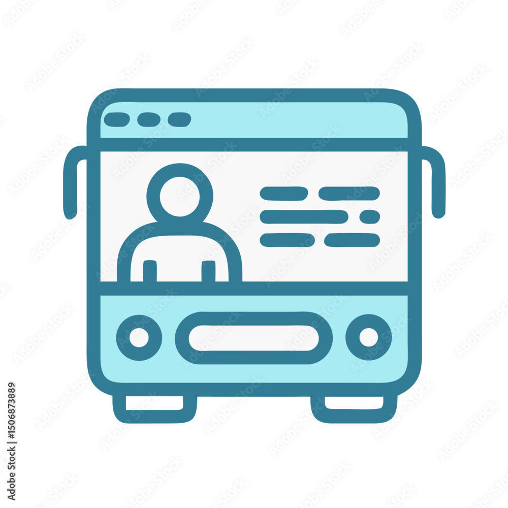 Poster stylized icon of an electronic device displaying user data