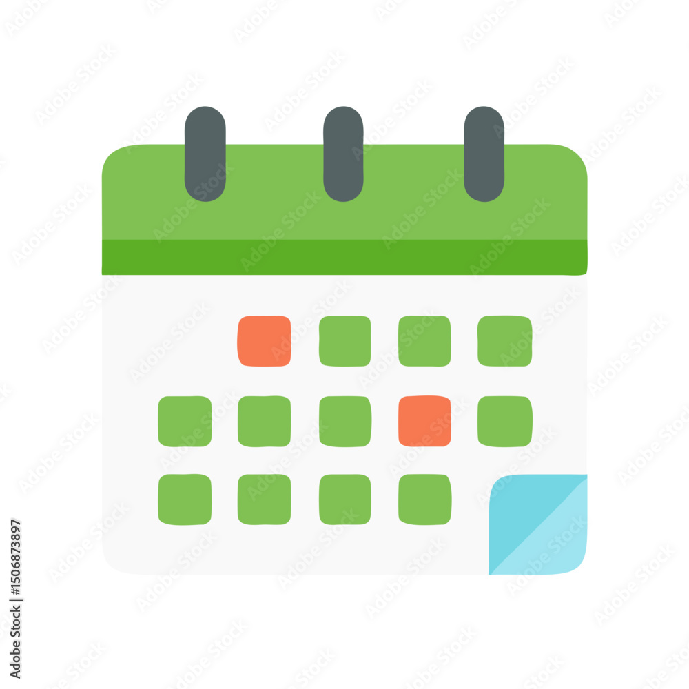 Poster simple calendar icon with marked dates on a white background