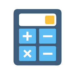 Obraz premium Flat vector icon illustration of blue calculator on White