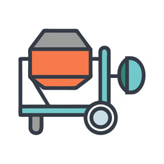 Concrete mixer icon illustration for construction and industrial themes