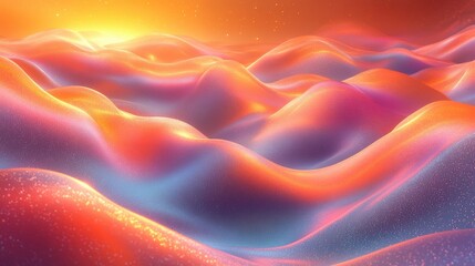Fototapeta premium Surreal Abstract Landscape with Colorful Waves and Glowing Light