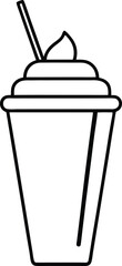 Chocolate Milkshake Cup Beverage Drink Line Art Vector Illustration
