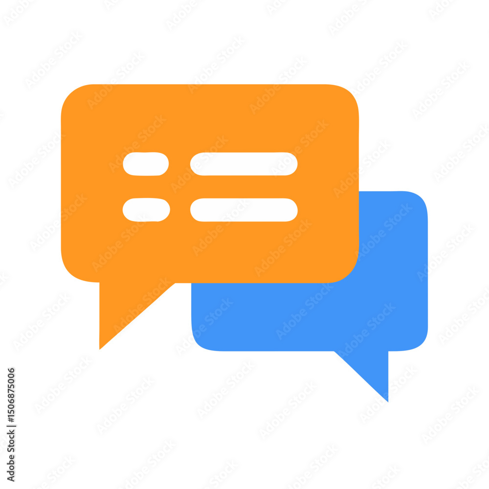 Poster two overlapping vibrant speech bubbles convey a message exchange