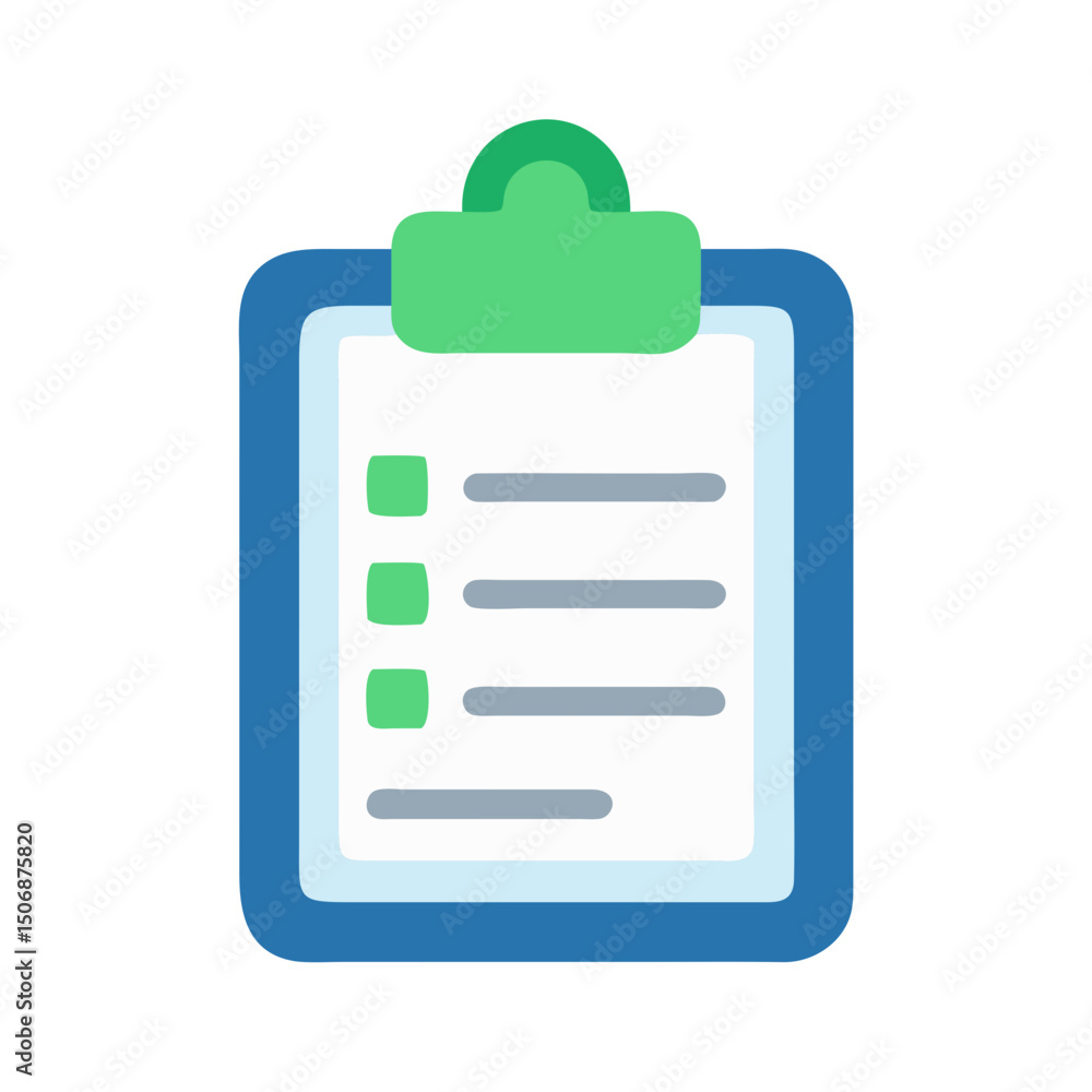 Poster digital clipboard vector graphic showing checklist on white backdrop