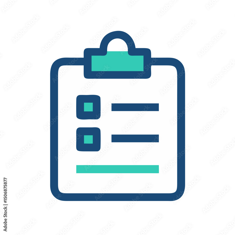 Poster digital clipboard icon with check boxes in flat design