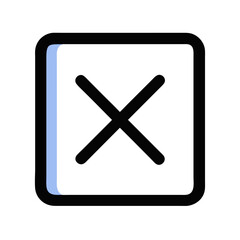 Delete symbol minimalist square graphic icon for interface design