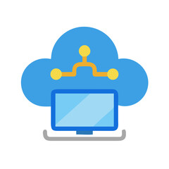 Cloud computing network connectivity with desktop workstation illustration