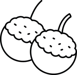 Coconut Shrimp Bites Crispy Snack Line Art Vector Illustration