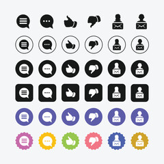 Social Media Icons Set Chat Thumbs Up Down Mail Message