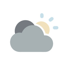 Simple Flat Design Cloud and Sun Icon Illustration