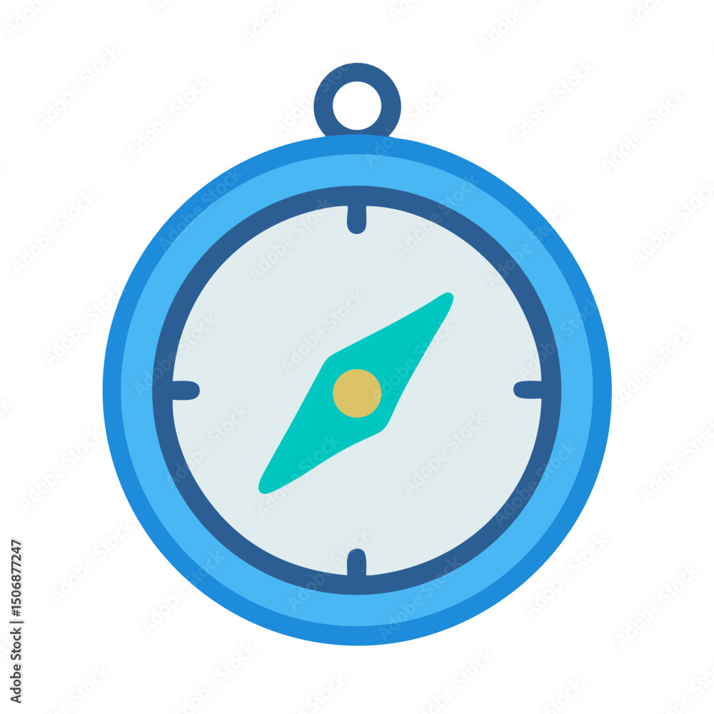 Poster flat vector compass icon on white background for navigation