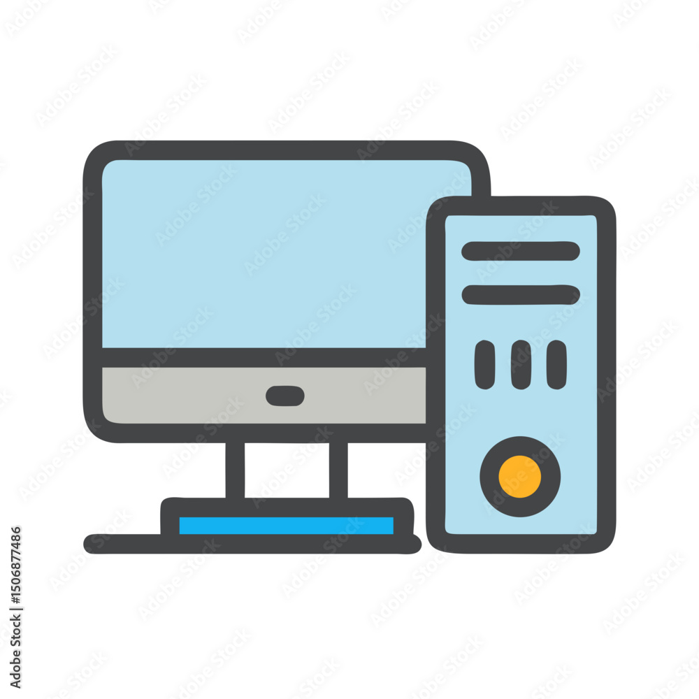 Poster modern desktop computer icon design for user interface
