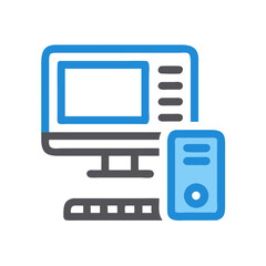 Retro style computer setup icon on a White Background