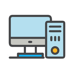 Modern Desktop Computer Icon Design for User Interface