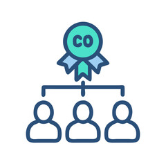 Corporate organization chart showing teamwork and leadership structure