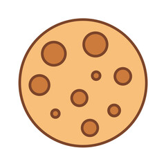 Cartoon cookie illustration with chocolate chips on White Background