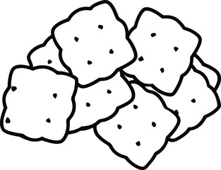 Crispy Tofu Nuggets Bite Size Snack Line Art Vector Illustration