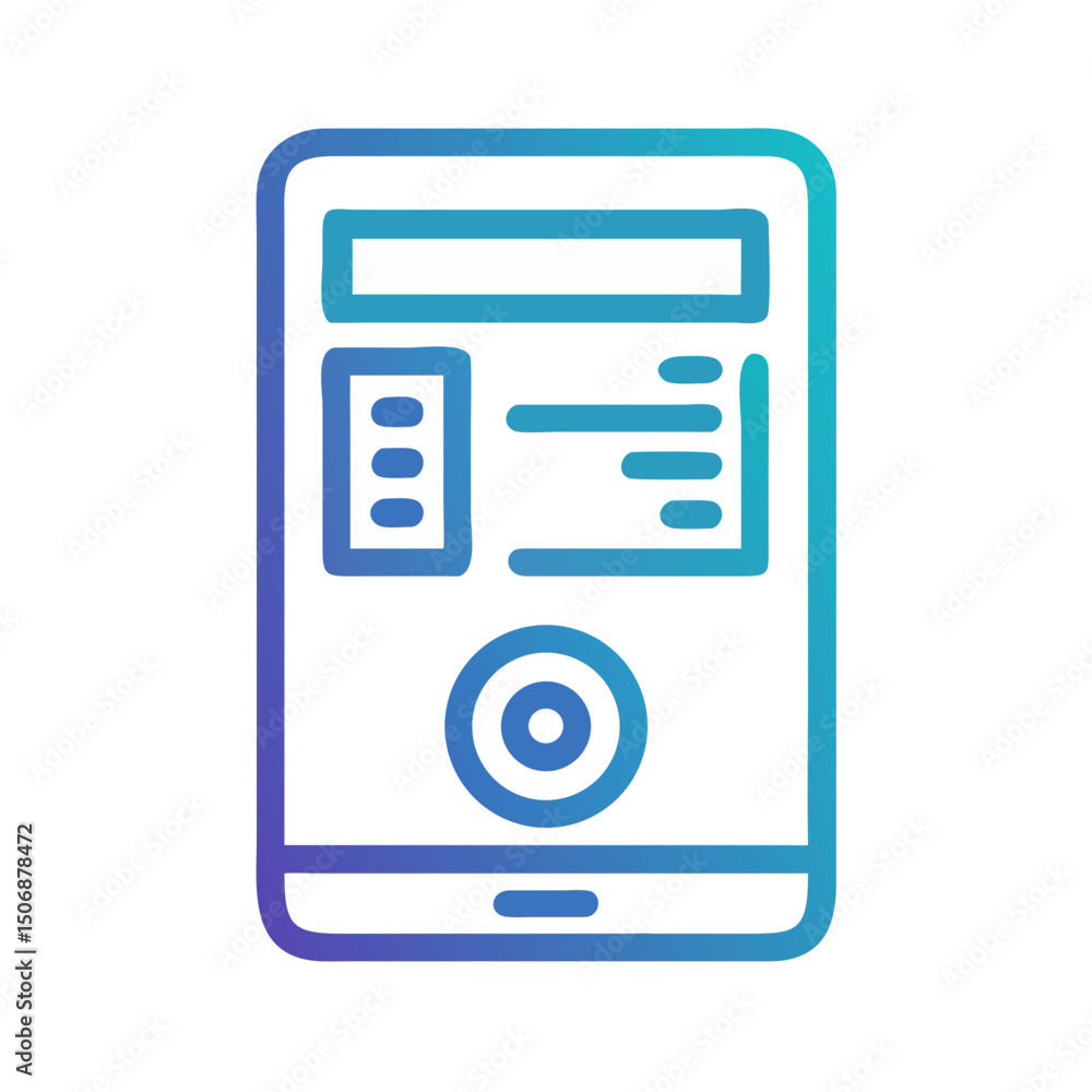 Poster digital mobile app icon with user interface elements
