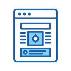 Obraz premium Modern website layout icon with blue lines and shapes