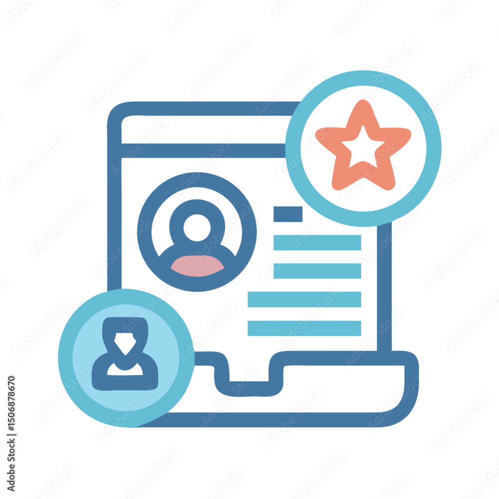 Poster online profile with user rating and connections concept