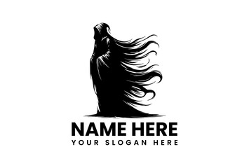 A mysterious ominous hooded figure in flowing black robes with a skeletal hand vector