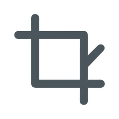 Dark grey crop tool icon against a black backdrop