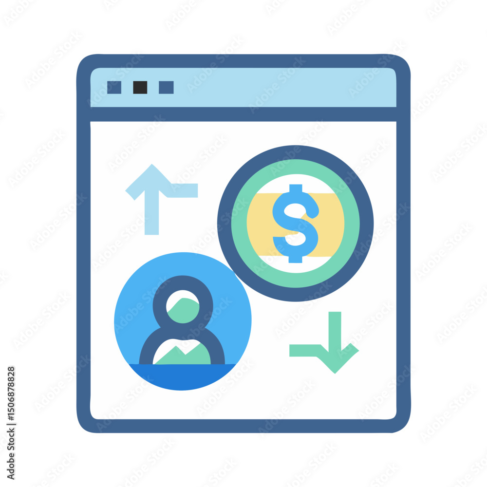 Poster digital platform showing financial transactions involving a user account