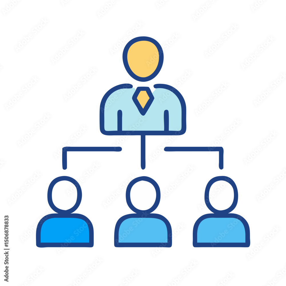 Poster hierarchical structure showing organization chart with manager and staff