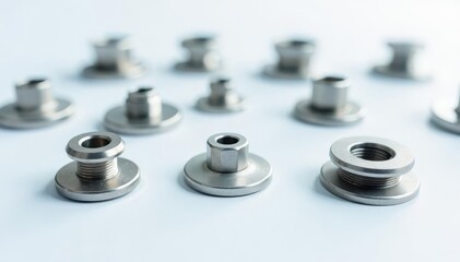 Close-up of orthopedic hardware components on white backdrop , bone, stainless steel