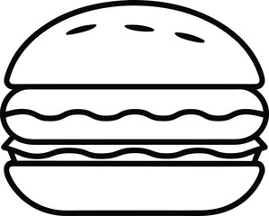 Double Bacon Burger Meat Stack Drawing Line Art Vector Illustration
