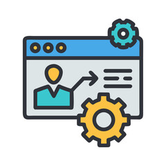 Website optimization and management with settings gears concept illustration