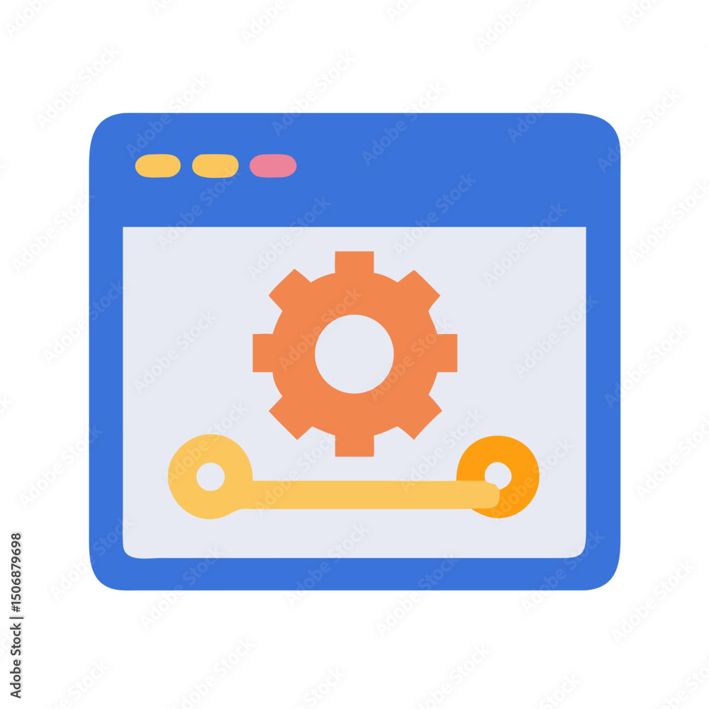 Poster browser window displaying gear and connecting line icon