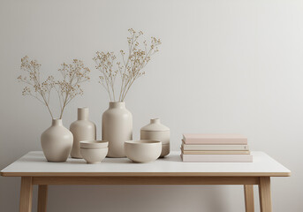  Elegant Minimalist Vase Arrangement on Wooden Table
