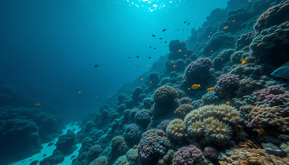 Vibrant Underwater Coral Reef Ecosystem A Stunning View of Marine Life
