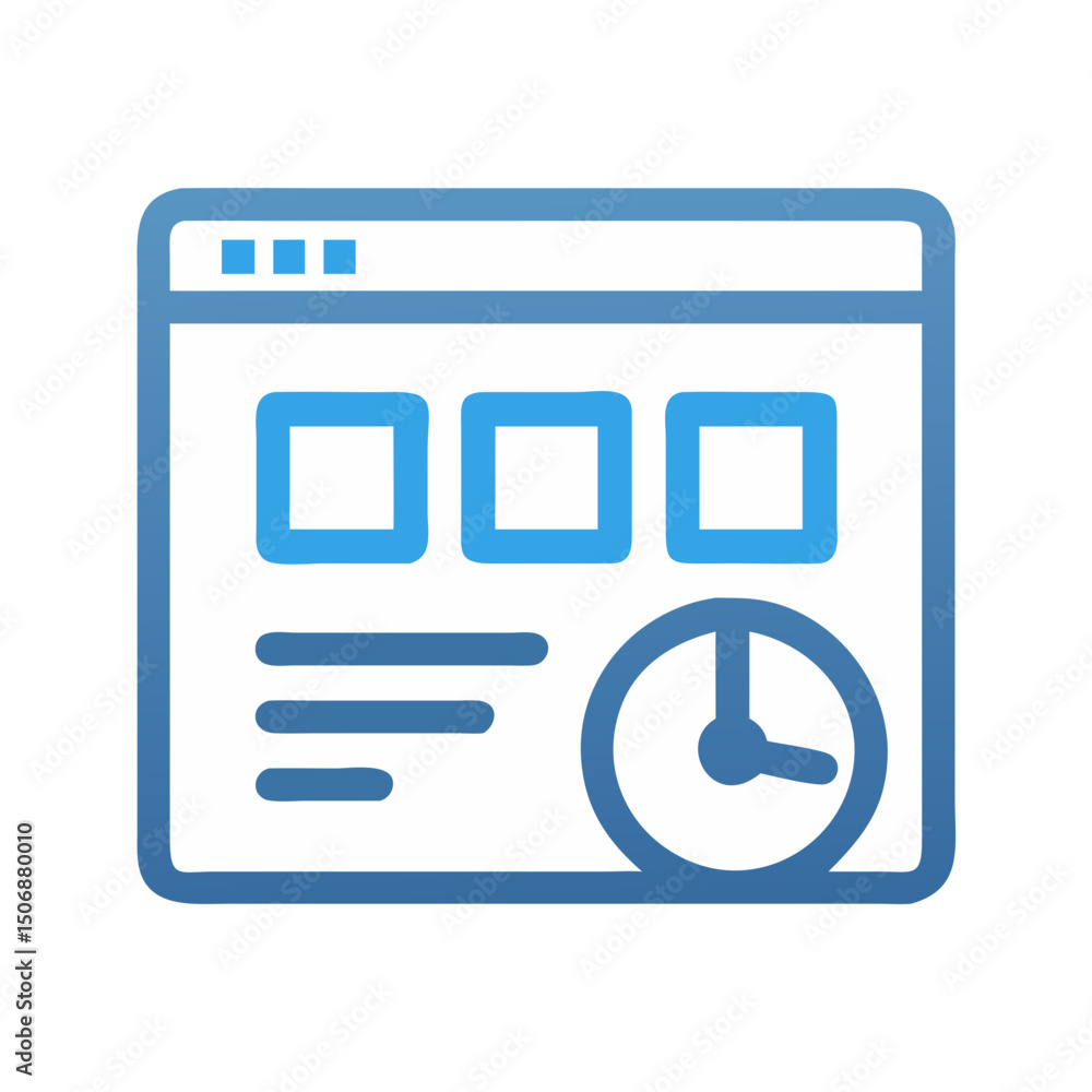 Poster webpage icon with clock symbolizing time management concepts