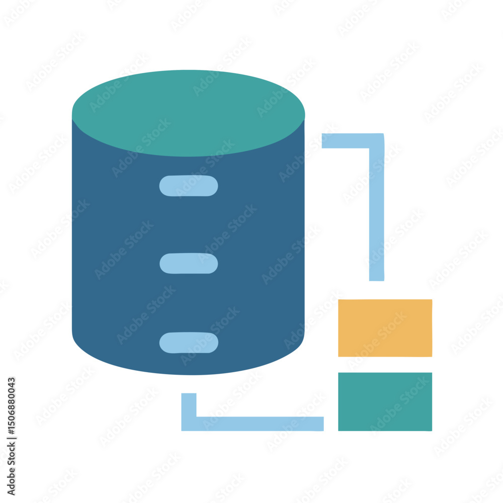 Poster database storage connection icon in flat design style
