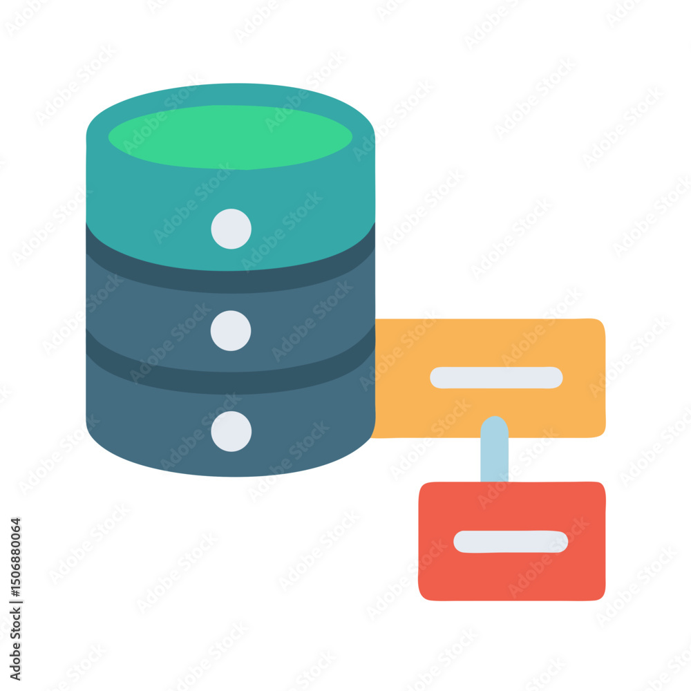 Aufkleber stylized database connection illustration on white background with flat design