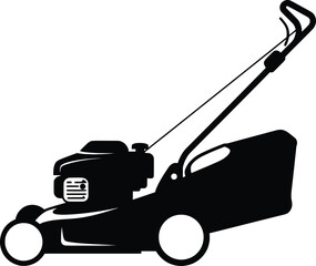 Fototapeta premium Vector Illustration Lawn Mower Silhouette, Gardening Equipment