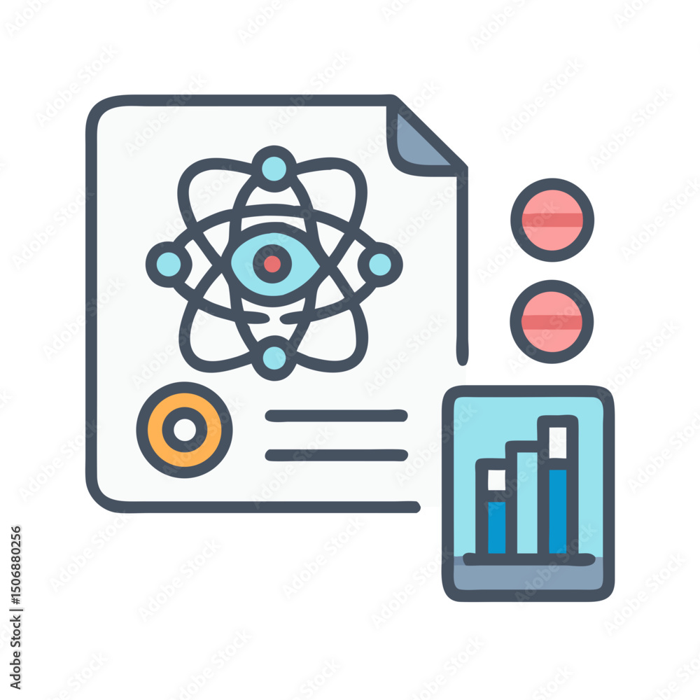 Poster data analysis of a scientific molecule and statistics graph