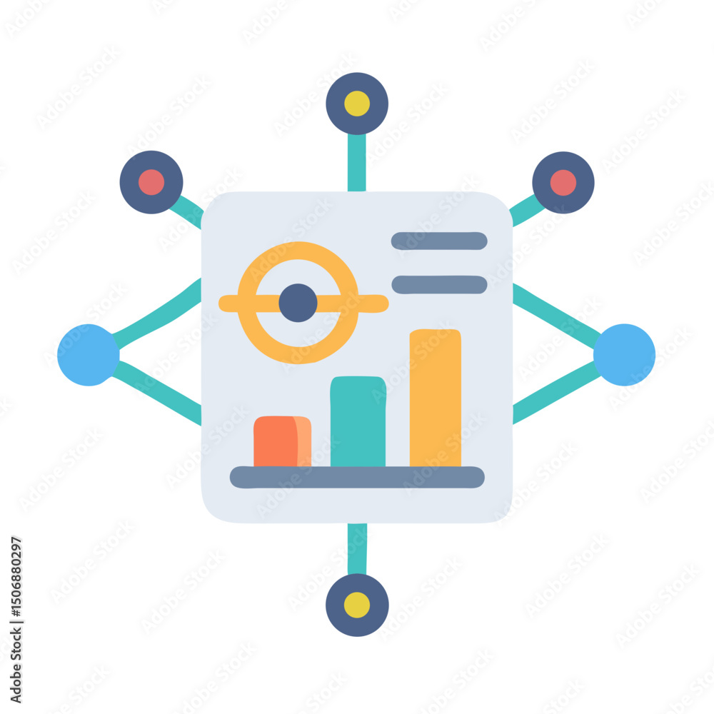 Poster network data analysis and business graph connection visualization icon