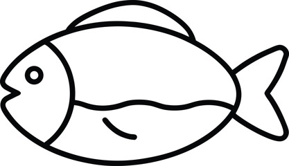 Fish Fillet Burger Seafood Sandwich Line Art Vector Illustration