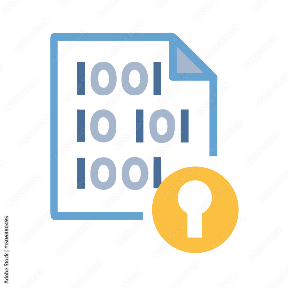 Poster secured digital document with binary code and key lock