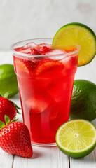 Summer drink mojito strawberry. AI generated.