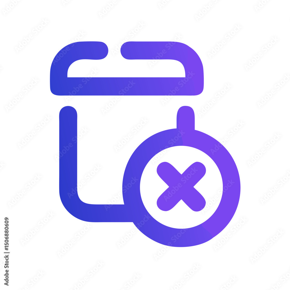 Poster gradient delete icon on white background for ui design