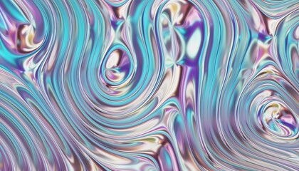 3d Chrome holographic fluid abstract background, futuristic modern banner design, liquid iridescent stylized backdrop illustration