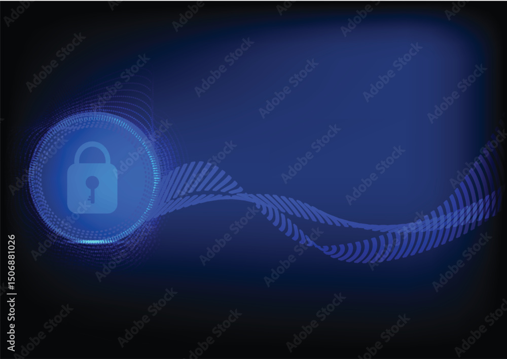 Poster lock security technology protection in circle illustration abstract background. concept of digital p