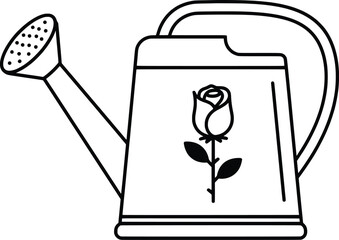 Elegant Rose Watering Can A Vector Illustration