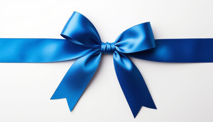 Blue ribbon on white background. Generated by AI.